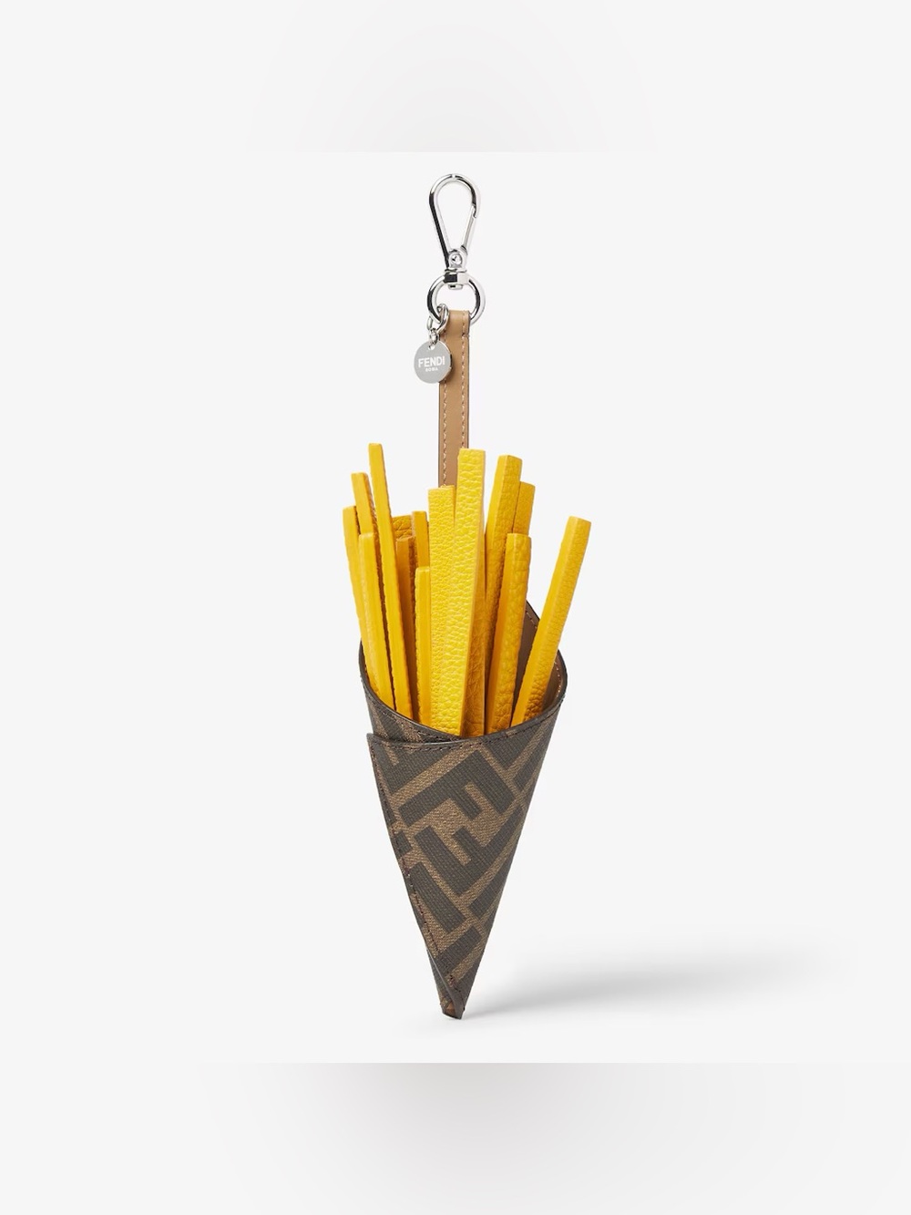 Fendi Fendilicious Charm French Fries Brown FF Canvas Yellow Leather